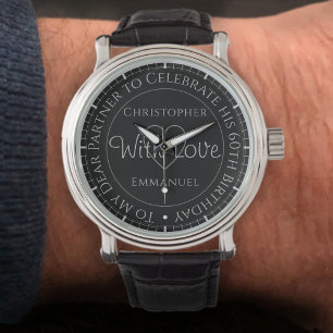 Regalo para pareja en su reloj de cumpleaños númer