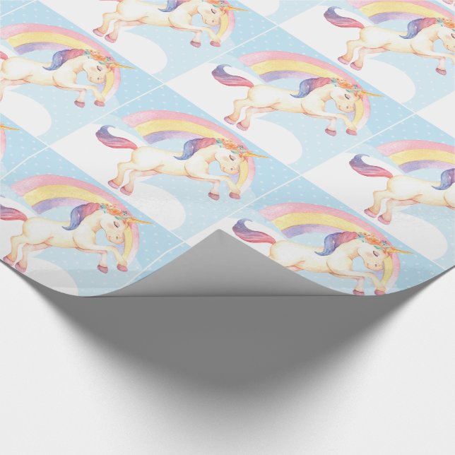Regalo Pastel de unicornio, nubes, papel de envolvimiento (Esquina)