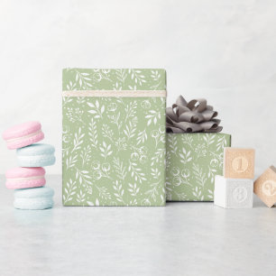 Regalo Patrón botánico Verde de salvia - Rollo de papel e