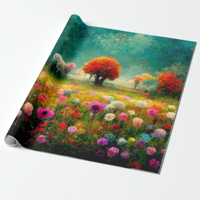Regalo Patrón de diseño floral Papel de ajuste (Desenrollado)