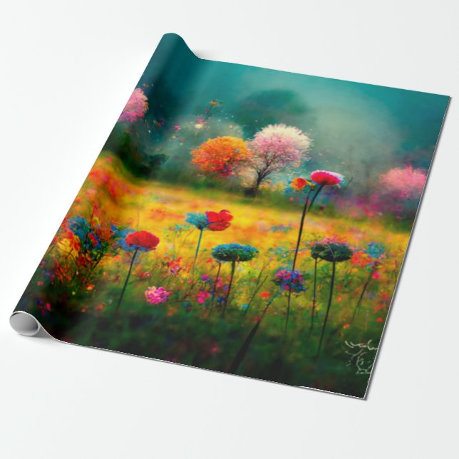 Regalo Patrón de diseño floral Papel de ajuste (Desenrollado)