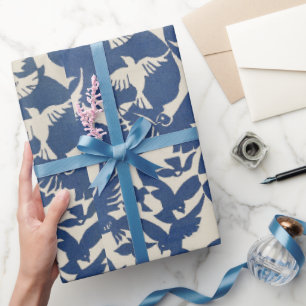 Regalo patrón de palomas blancas y azules Papel de envolv