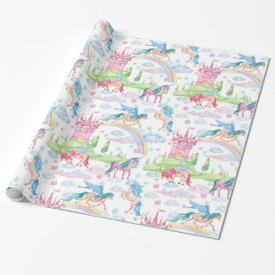 Regalo Patrón de papel acuático de Cute Pony Unicornios