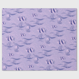 Regalo Patrón de pescado sobre papel de envolver morado
