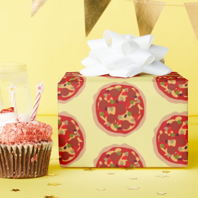 Regalo Patrón de pizza divertida Papel de envoltura para  (Fiesta de cumpleaños )