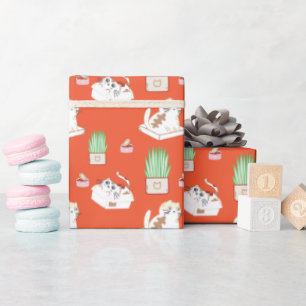 Regalo Patrón Kitty Corto En Papel De Envoltura Rojo