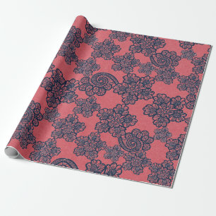 REGALO PEACH APRICOT NAVY LACE PATTERN PAPEL DE RAPAS