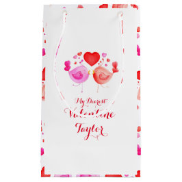 Regalo Pequeña acuarela arte amor pájaros valentía bolsa de regal