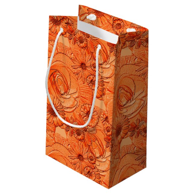 Regalo Pequeña BOLSA DE Naranja-REGALO DE flores Grabado en relie (Angulo reverso)