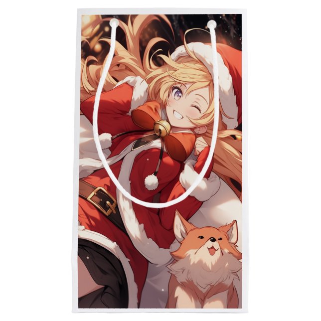Regalo Pequeña Bolsa de regalos y perro Chica de Santa Anime ador (Anverso)