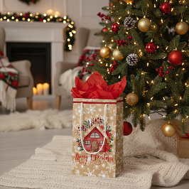 Regalo Pequeña casa de Navidad en bolsa de papel vista