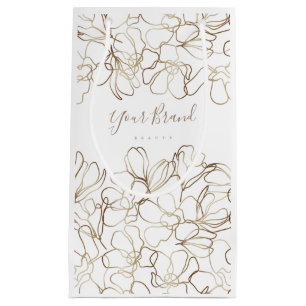 Regalo Pequeña Elegante bolsa de papel blanco floral personalizad