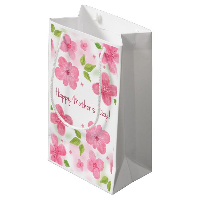 Regalo Pequeña Elegante Floral feliz Día de la Madre | Bolsa de r (Angulo Anverso)