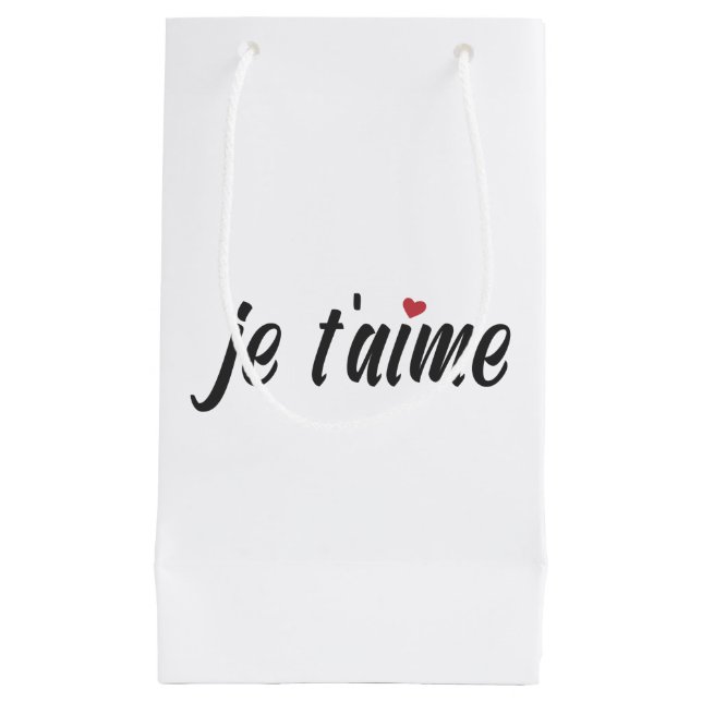 Regalo Pequeña Simple Je T'aime Te Amo Valentine | Bolsa de regal (Anverso)
