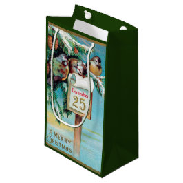 Regalo Pequeña Vintage Christmas birds Bolsa de fiesta