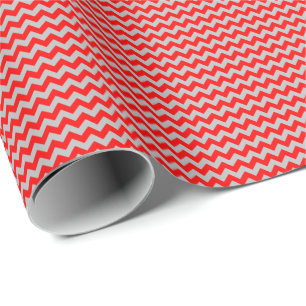 Regalo Pequeño papel de embalaje rojo y gris de Chevron