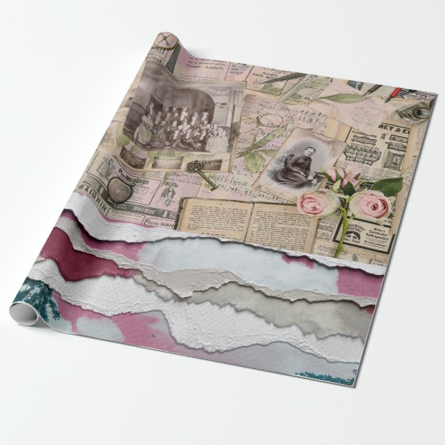 Regalo periódico de papel desgarrado (Desenrollado)