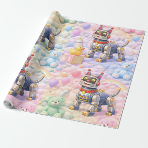Regalo Perrito robot y sueños de arcoíris en papel de reg
