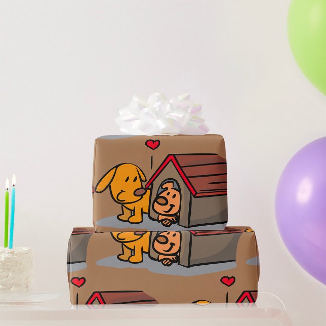 Regalo Perros En Una Casa De Perros Envolviendo Papel (Subido por el creador)