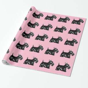 Regalo Perros escoceses con papel de envolver rosa