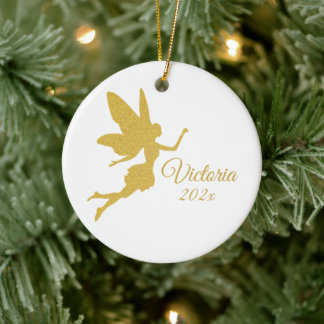 Regalo personalizado de ornamento de hadas de oro