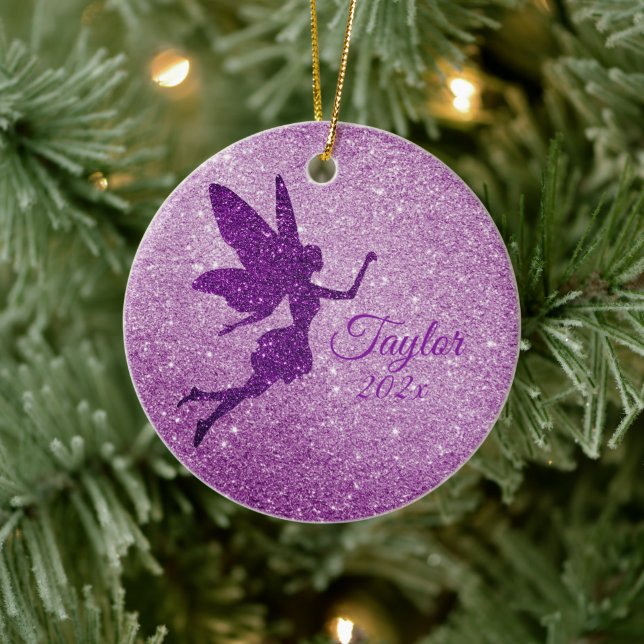 Regalo personalizado de ornamento de hadas moradas (Árbol)
