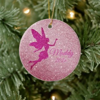 Regalo personalizado de ornamento de hadas rosadas