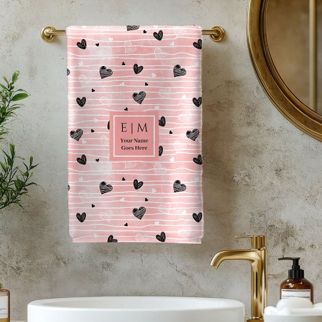 Regalo personalizado de San Valentín más querido S (Sketch Hearts Personalized Best Valentine Gift Towel)