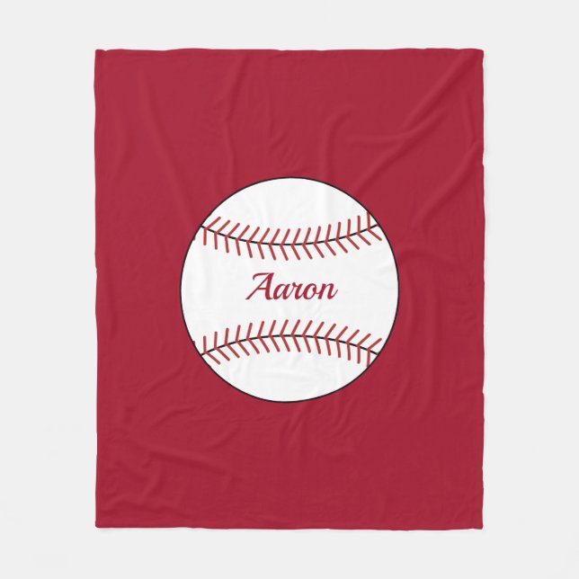 Regalo personalizado de una manta de béisbol rojo (Anverso)