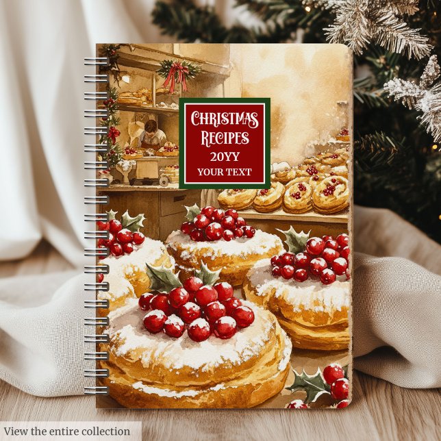 Regalo personalizado del libro de cocina de acuare (Personalized Watercolor Holiday Cookbook Gift)