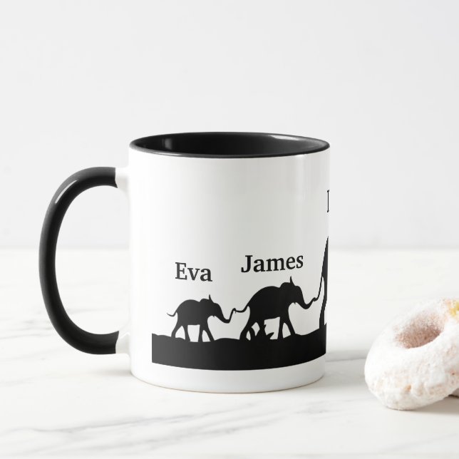 Regalo personalizado para la taza del elefante del (Con donut)