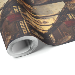 Regalo Perspectiva con un papel de envolvimiento pórtico