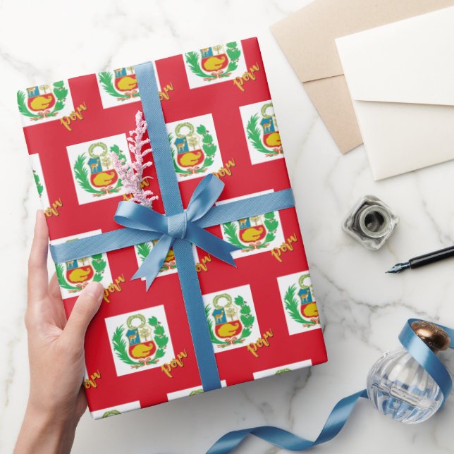 Regalo Perú: Papel de relleno, rojo, bandera patriótica p (Regalar)