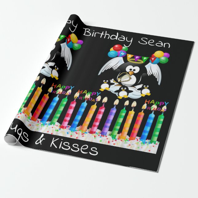 Regalo Pingüino de Papel de Acondicionamiento de Cumpleañ (Desenrollado)