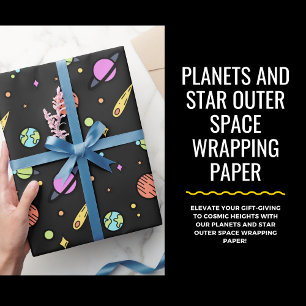 Regalo Planetas y papel de envolvimiento del espacio ultr