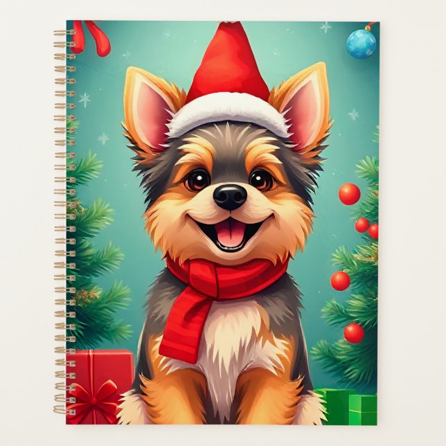 Regalo Planificador de Navidad de Perro de Dibujos (Anverso)