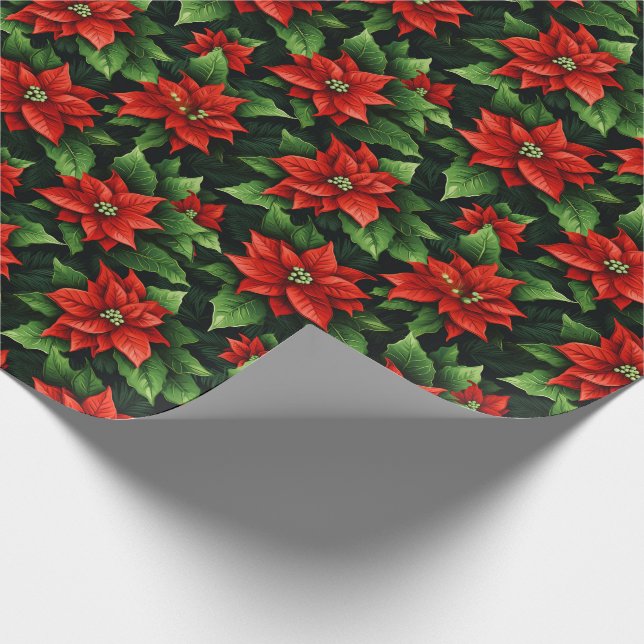 Regalo Poinsettias de papel de ajuste de vacaciones (Esquina)
