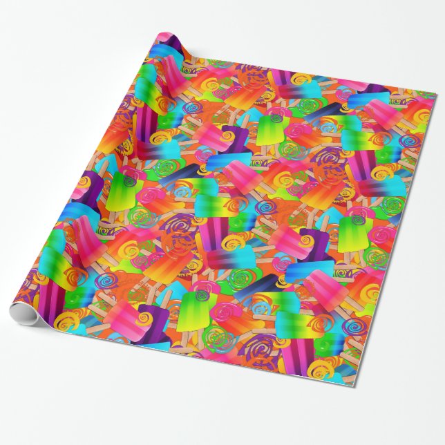 Regalo Popsicle Swirls CKC, papel de envolvimiento de reg (Desenrollado)