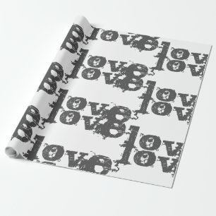 Regalo precioso papel de envolvimiento GRIS NEGRO