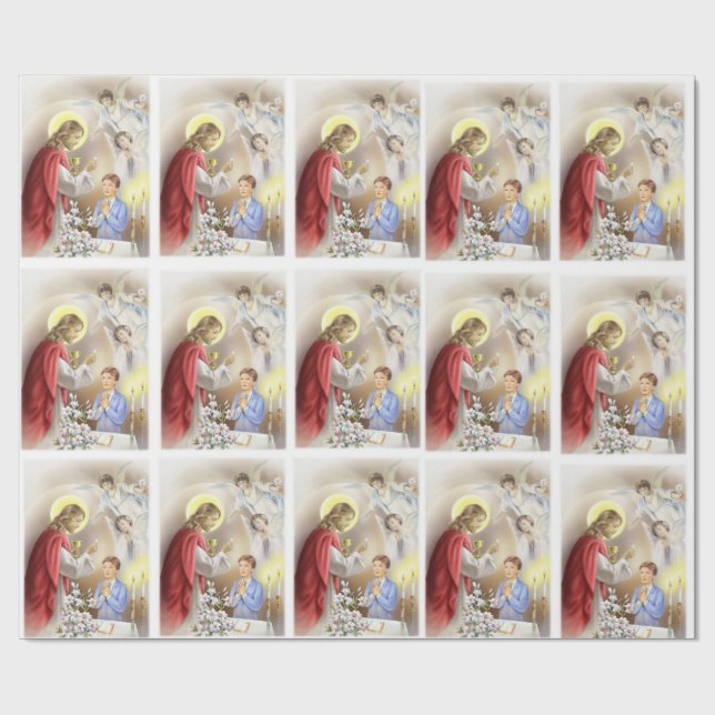 Regalo Primera comunión santa para el papel de embalaje (Superficie plana)