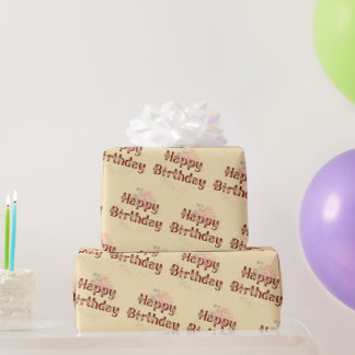 Regalo Puesta de cumpleaños sobre papel de relleno de man