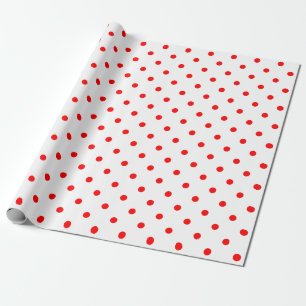 Regalo Punto de polka rojo sobre papel blanco de envolver