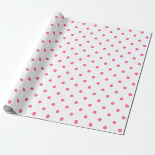 Regalo Punto de polka rosa sobre papel blanco de envolver