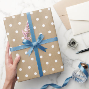 Regalo Puntos simples de polka blanca sobre papel kraft