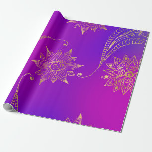 Regalo Púrpura y dorado papel de envolver árabe Bollywood
