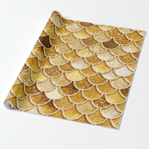 Regalo Purpurina de oro brillante Sirena escalas Papel de