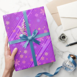 Regalo Rayas moradas Copos de nieve Papel de envolver X'm