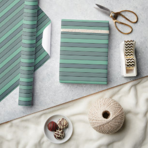 Regalo Rayas Verdes Y Gris De Invierno Sobre Papel Acuáti
