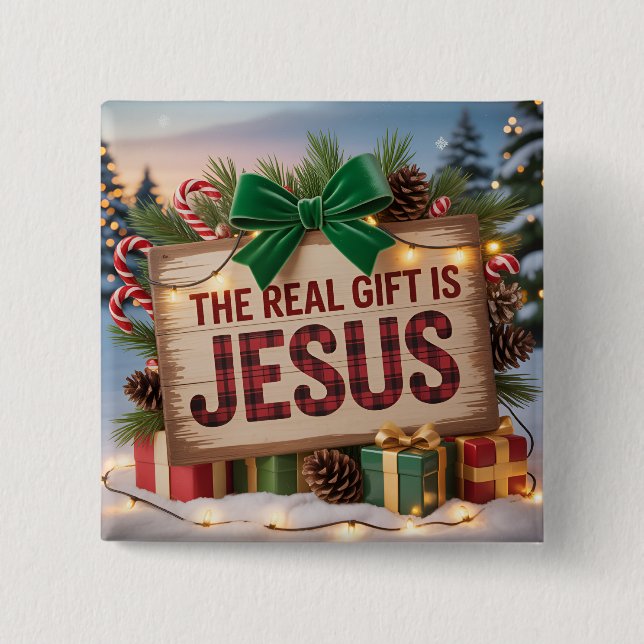 Regalo Real Jesús Botón Cuadrado (Anverso)