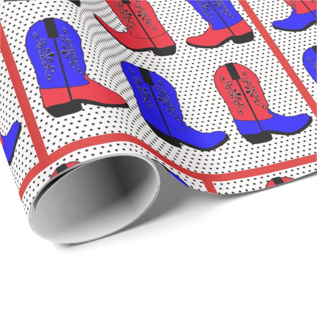 Regalo Red occidental?Cowboy azul Boots Gift papel de env (Esquina del rollo)